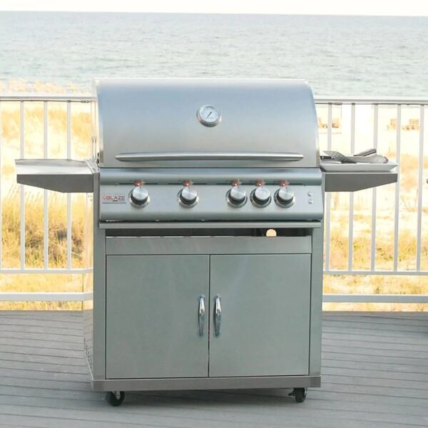 Blaze LTE Marine Grade 32-Inch 4-Burner Freestanding Natural Gas Grill With Rear Infrared Burner & Grill Lights - BLZ-4LTE2MG-NG