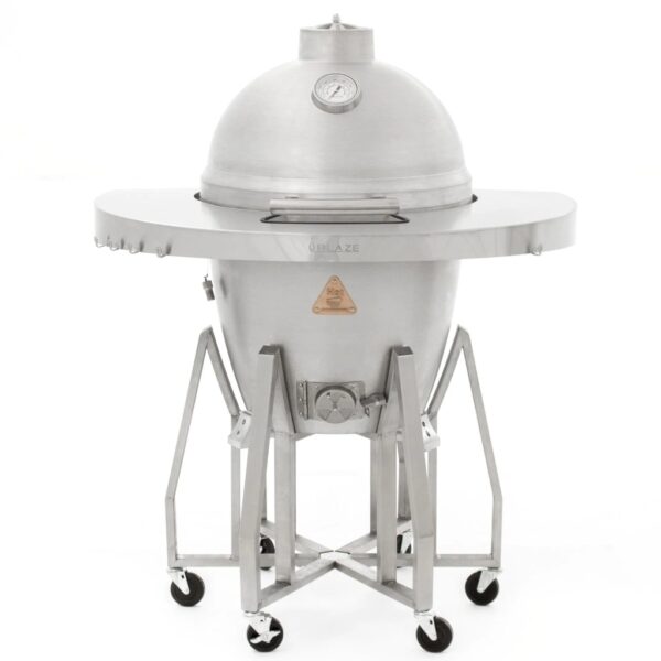 Blaze 20-Inch Cast Aluminum Kamado Grill With Stainless Steel Cart & Round Shelf - BLZ-20-KAMADO