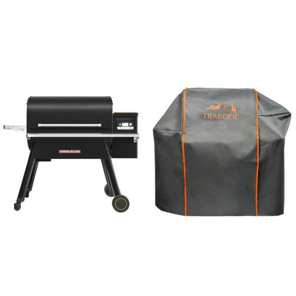 Traeger Timberline 1300 Wi-Fi Controlled Wood Pellet Grill W/ WiFIRE & Grill Cover - TFB01WLE + BAC360