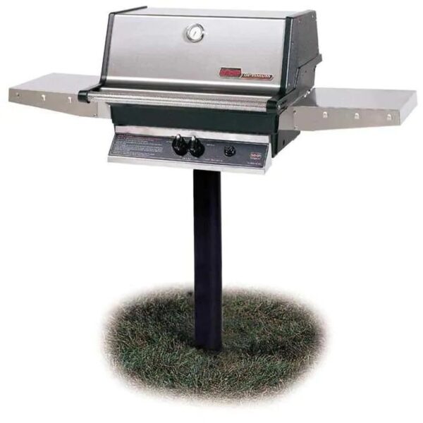 MHP TJK2 Natural Gas Grill With Stainless Grids On In-Ground Post