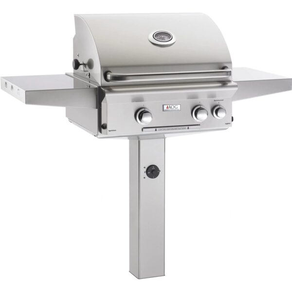American Outdoor Grill L-Series 24-Inch 2-Burner Propane Gas Grill On In-Ground Post With Rotisserie - 24PGL