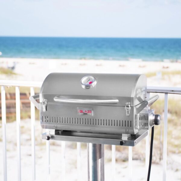 Blaze Professional Marine Grade Portable Propane Gas Grill On Pedestal