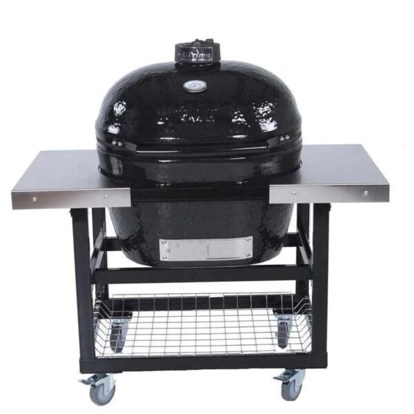 Primo Oval Junior 200 Ceramic Kamado Grill On Steel Cart With Side Tables - 774