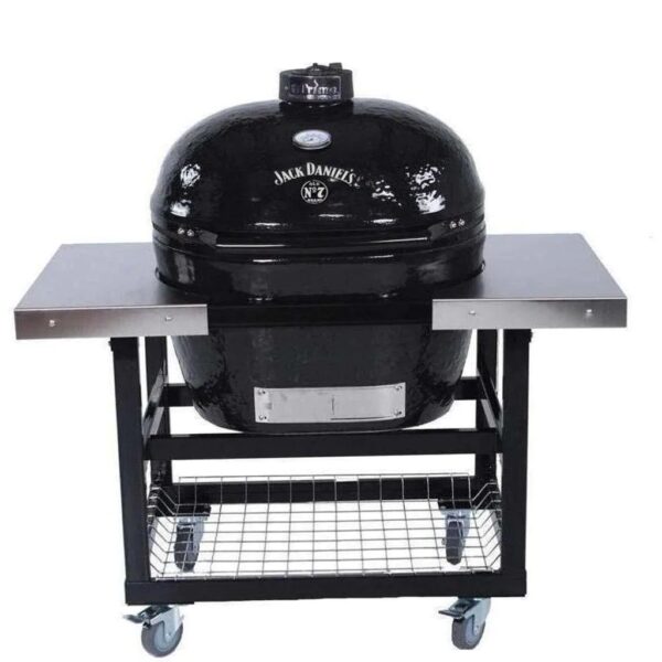 Primo Jack Daniels Edition Oval XL 400 Ceramic Kamado Grill On Steel Cart With Stainless Steel Side Tables And Grates - 900